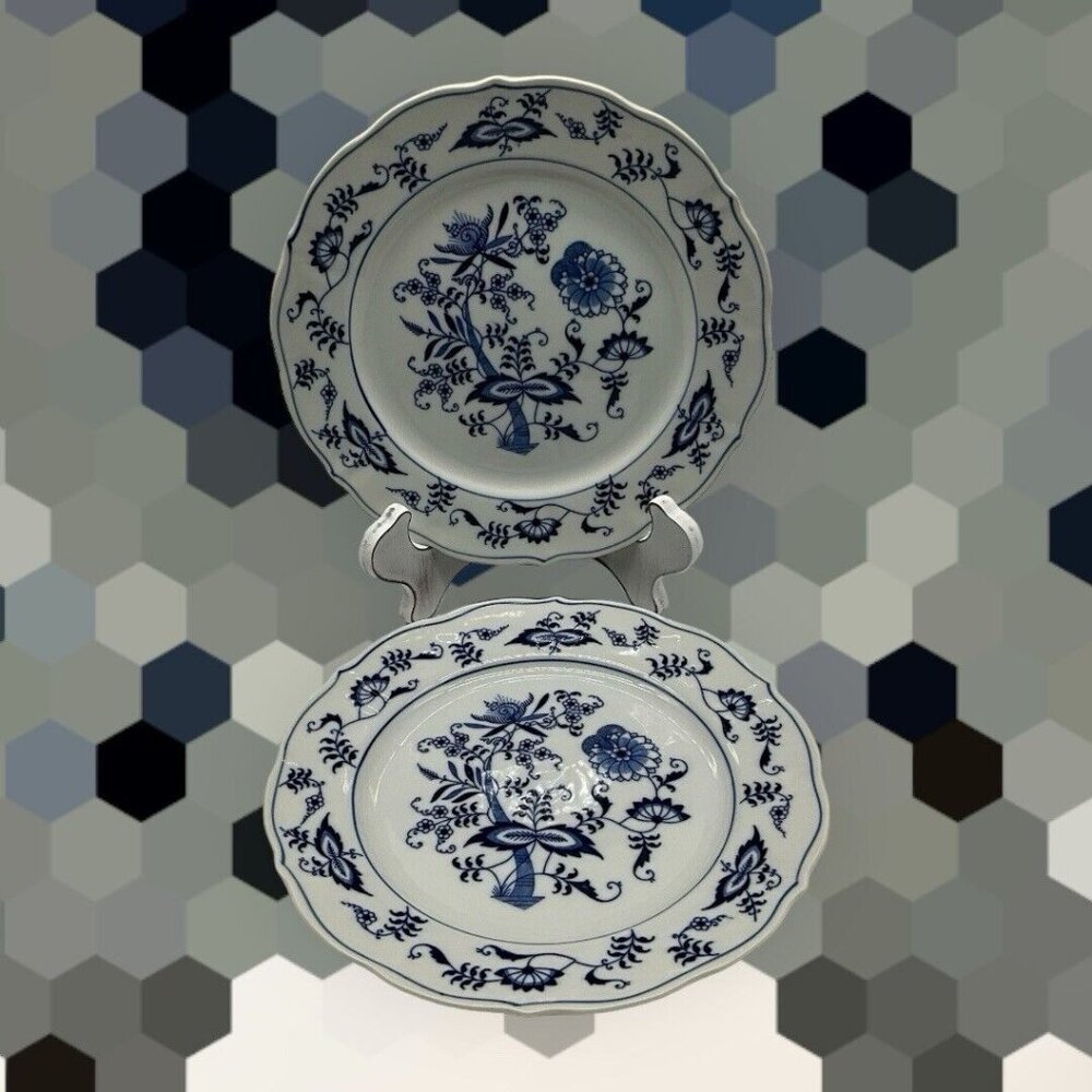 Blue Danube 8.5"  SALAD LUNCHEON Plate Blue Onion Rectangular Backstamp Set of 2 - Picture 6 of 16